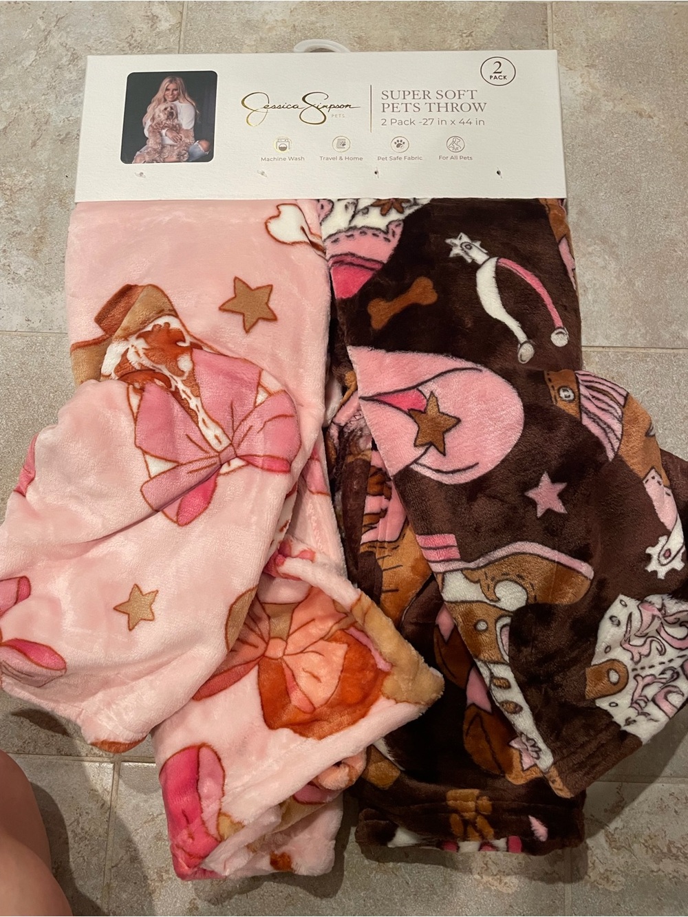 NWT Jessica Simpson Cowgirl Western Themed Two- Pack Pet Blankets